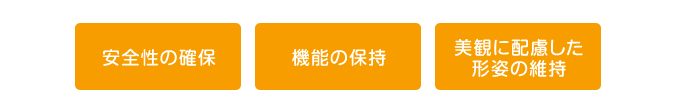 安全性、機能、美観